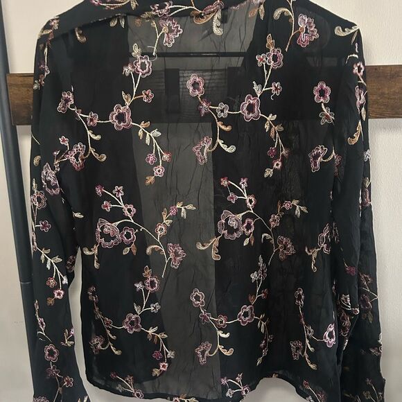 Vintage New York City Design Co Sheer Floral Top Small Fairycore Whimsigoth Y2K - Picture 5 of 6